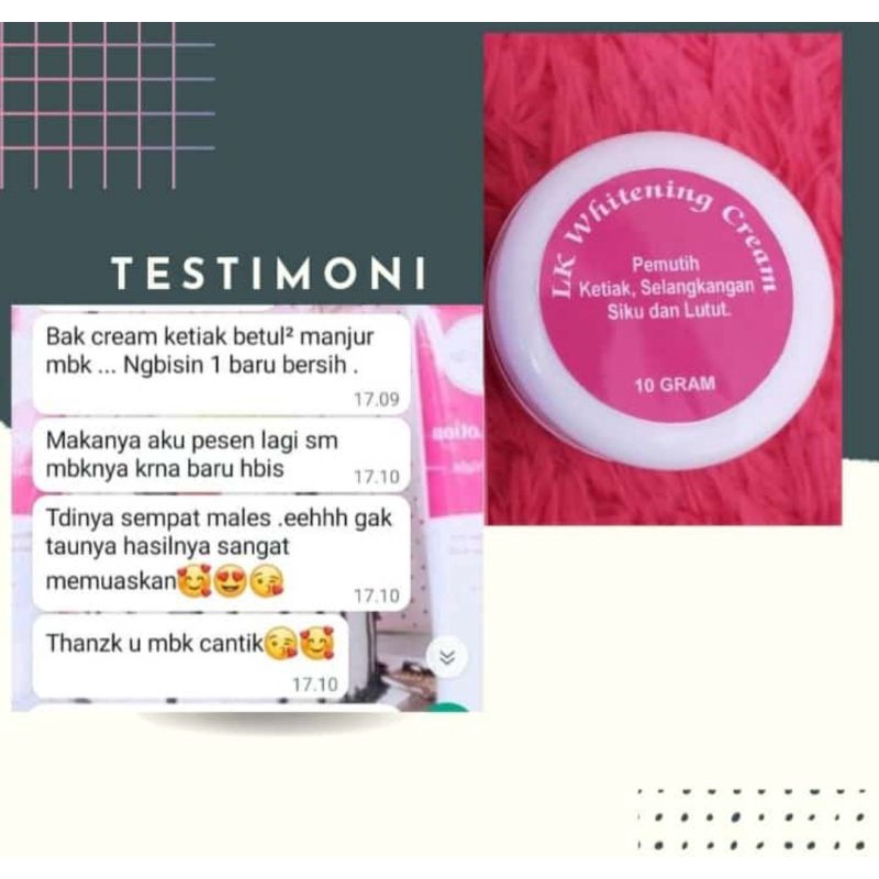 CREAM PEMUTIH KETIAK, SELANGKANGAN, SIKU, LUTUT/ LK WHITENING CREAM
