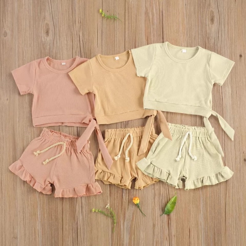 IL - SETELAN ANAK JAYE RIB POLOS PREMIUM / SET BAJU ANAK PEREMPUAN LUCU RUFFLE