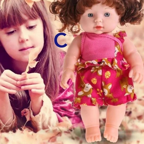 Boneka silikon vinyl 30cm kado ultah anak kualitas import baby doll - Merah