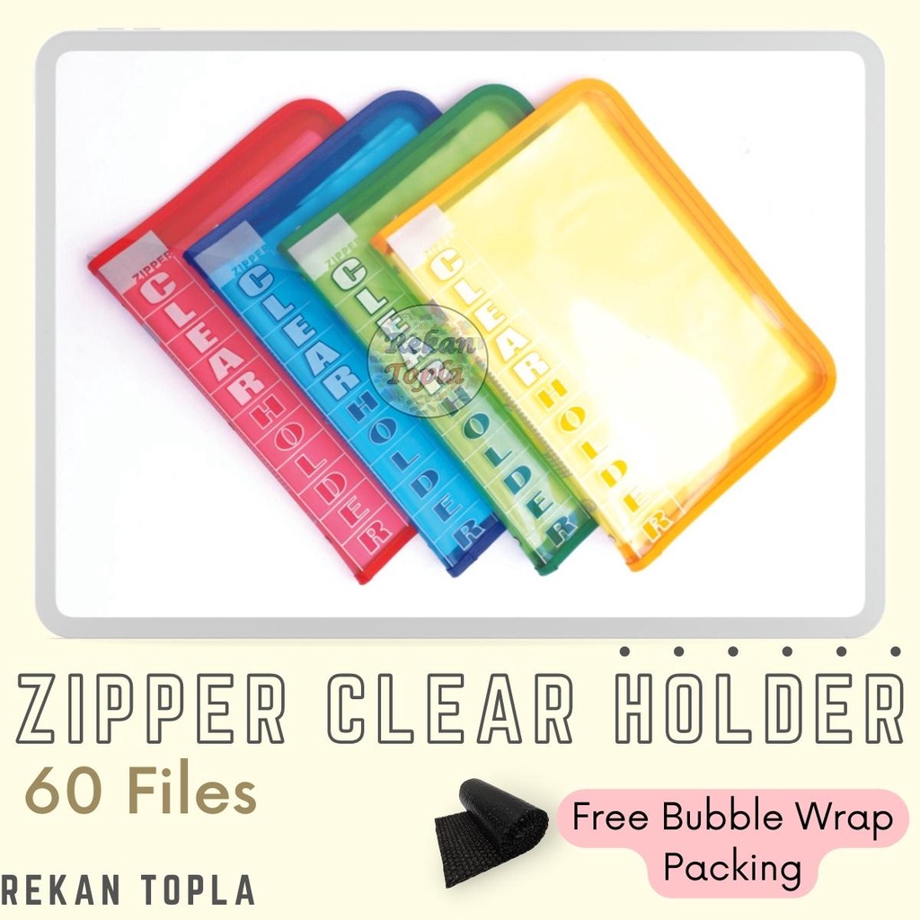 

[GROSIR] Map Dokumen Folio Warna-Warni Resleting Isi 60 lembar/Map Plastik Dokumen/ Zipper Clear Holder Topla