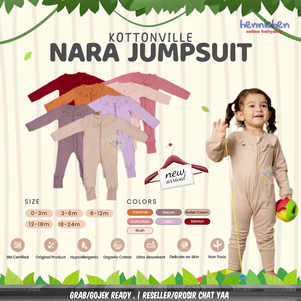 KOTTONVILLE NARA SLEESPUIT JUMPER PANJANG RUFFLE ANAK PEREMPUAN ESSENTIAL 0 - 24 BULAN