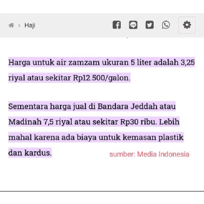 Air Zam-Zam 1Lt 100%Asli Bisa di tes insha allah tidak di campur