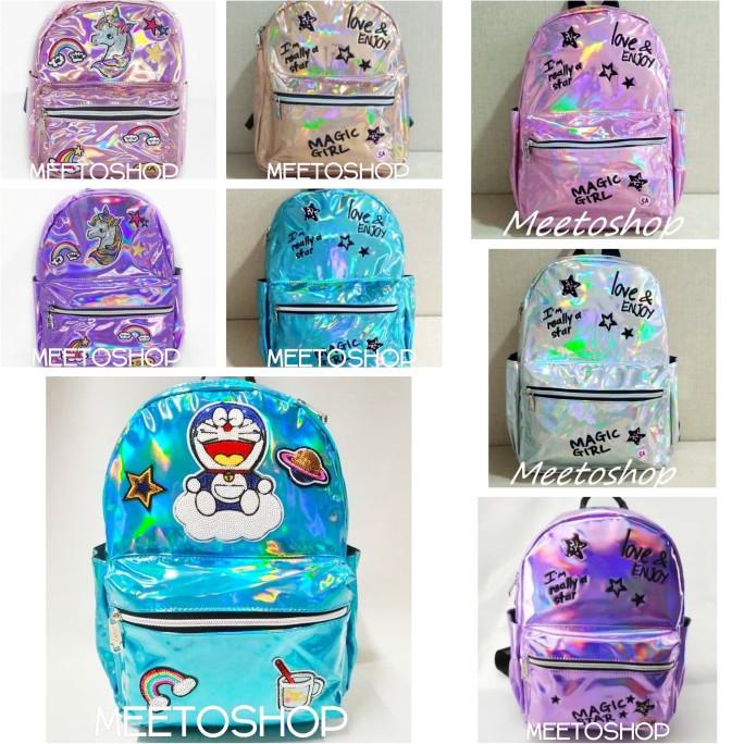 Tas Ransel Backpack Anak Cewe Remaja Girl Fashion Hologram
