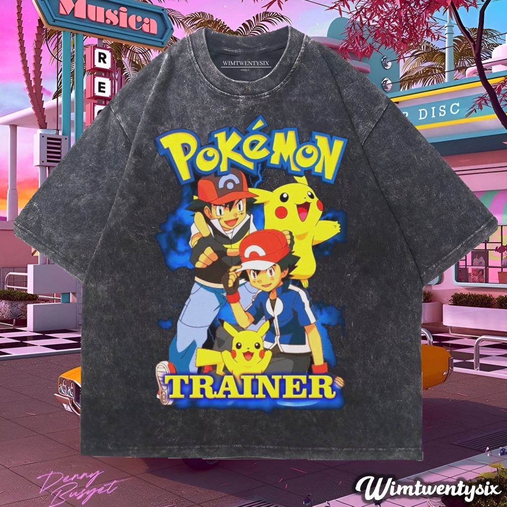 Wimtwentysix “Pokemon Trainer” Oversize T-shirt | kaos washed | vintage tee | anime