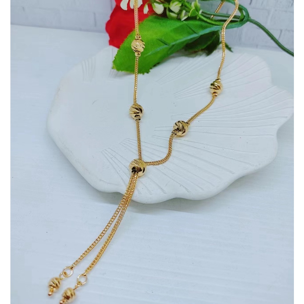 Kalung Xuping Biji Bola Lapis Emas 24k Perhiasan Fashion W34/35/36 (Panjang 60-70CM)