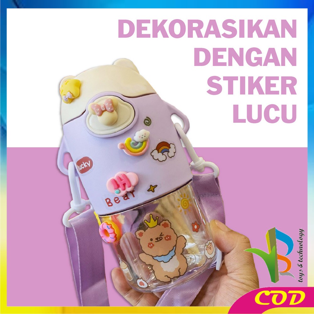 RB-C467 Botol Minum Anak Sekolah 600ML Bottle Minum Anak / Botol Minum Tutup Sedotan dan Tali Panjang BPA FREE