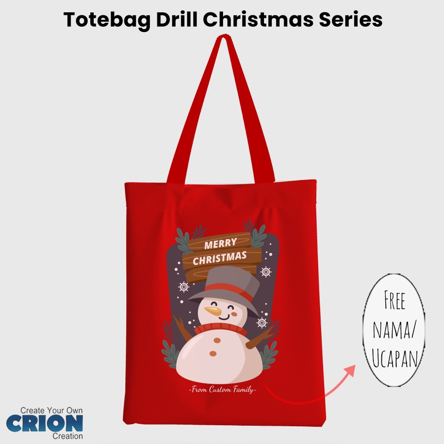 Totebag Christmas Natal Bisa Custom Tulisan/Ucapan untuk hampers crion