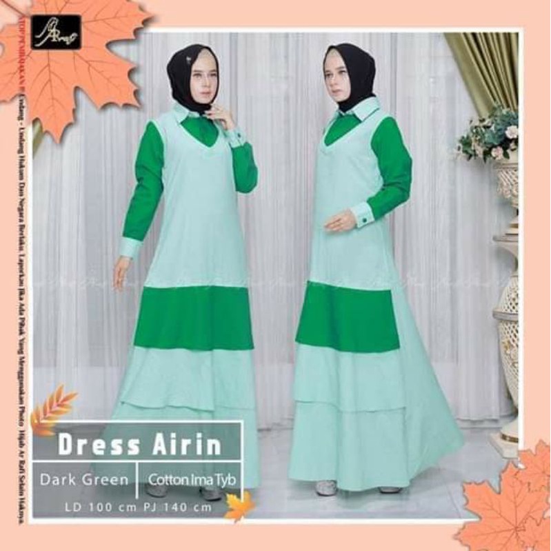 Limited Stock COD✔️ Dress Airin ArRafi baju gamis dres panjang baju kurung bahan katun toyobo adem s