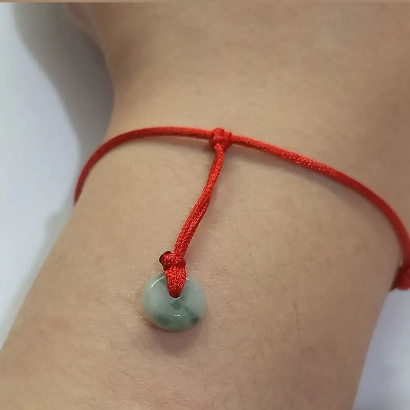 Gelang Merah Giok Donat Keselamatan Jadeite Natural Asli (DG002)