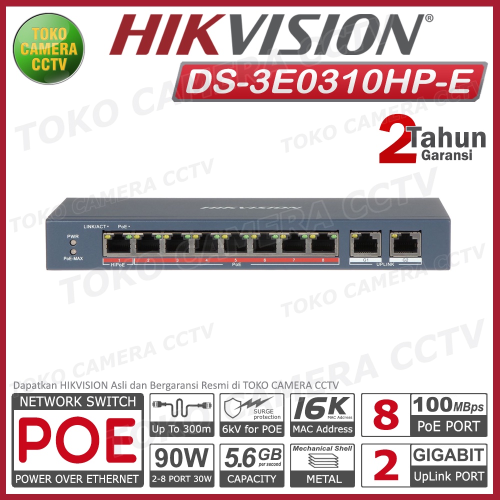 SWITCH POE HIKVISION 8 PORT 2 UPLINK GIGABIT