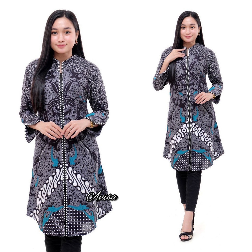 Baju Batik Wanita Modern Tunik Batik Atasan Batik Kerja Wanita Blouse Batik Kantor Seragam Batik M L XL XXL