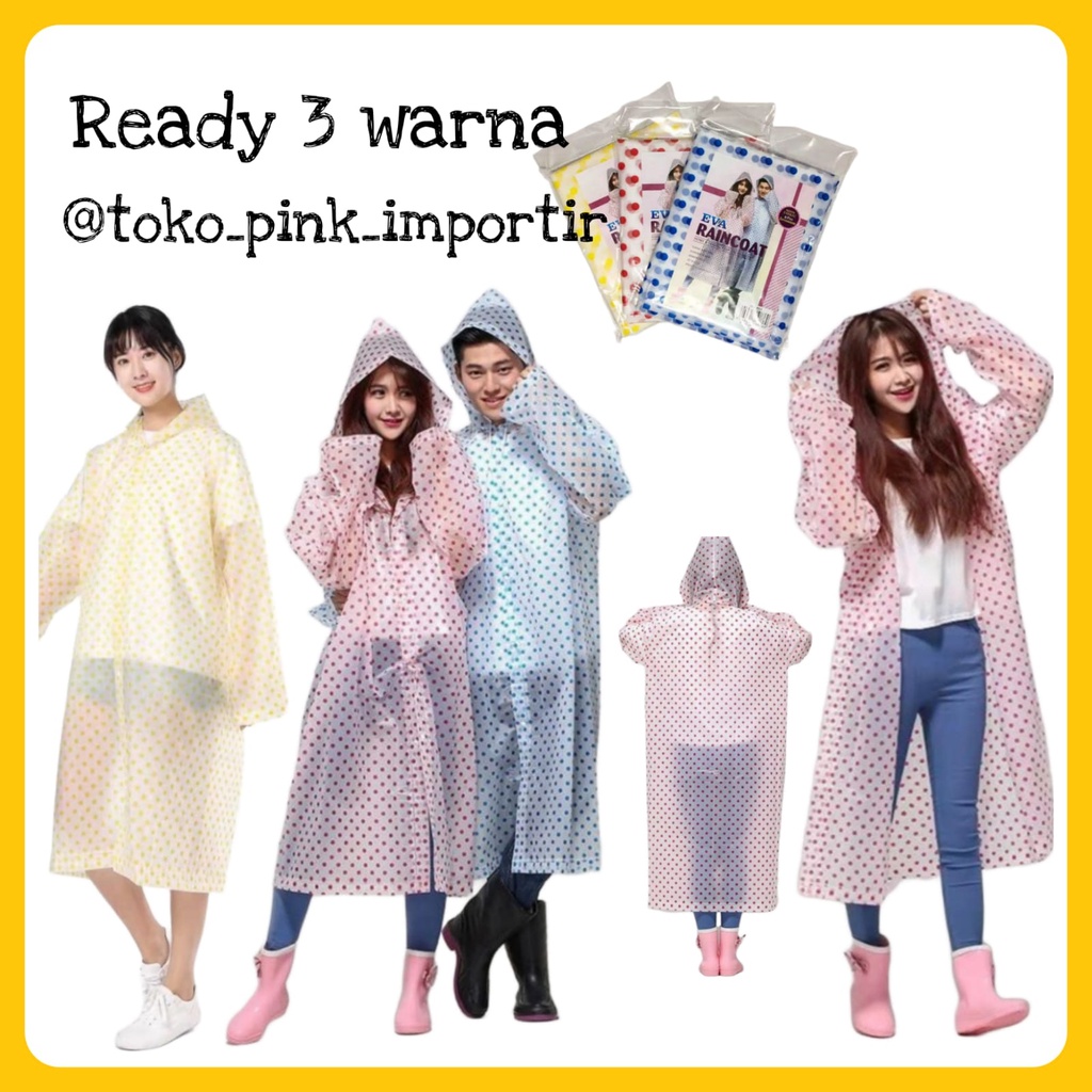 JAS HUJAN DEWASA MOTIF PONCO POLKADOT LIGHTWEIGHT | JAS HUJAN WANITA TERUSAN POLKADOT | JAS HUJAN TRAVEL TERUSAN WANITA / PRIA | JAS HUJAN PONCHO EVA MODEL WINPU PORTABEL TERUSAN DEWASA | JAS HUJAB IMPORT TERUSAN EVA RAINCOAT DEWASA POLKADOT