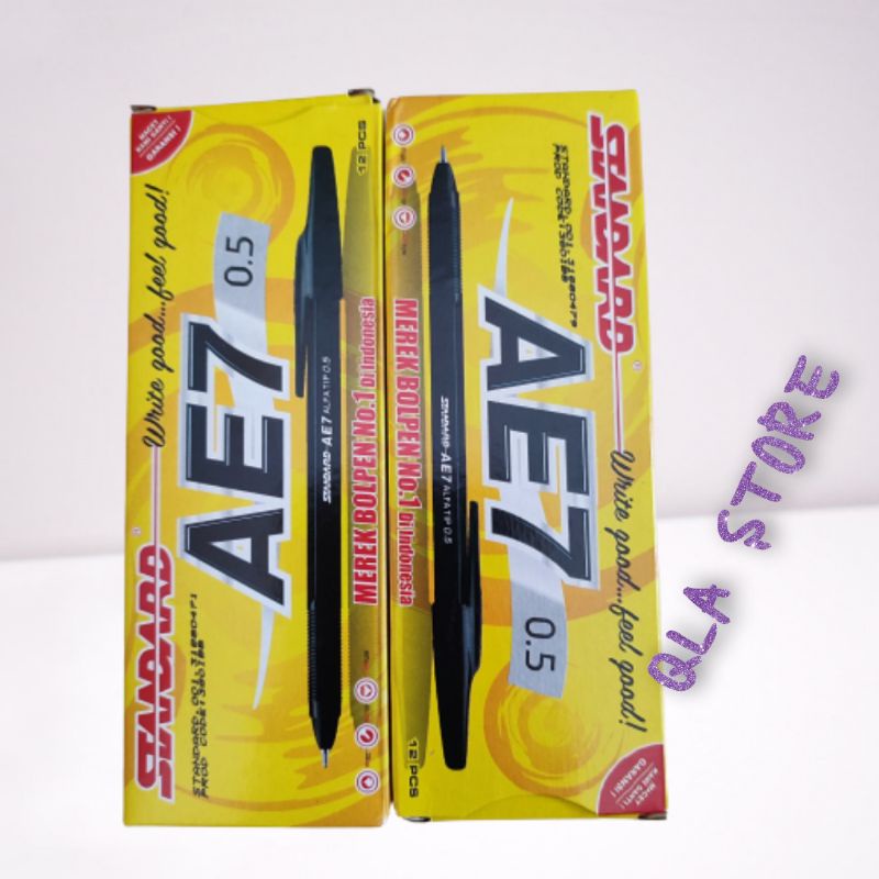 Pulpen standard warna hitam merah biru harga murah isi 12