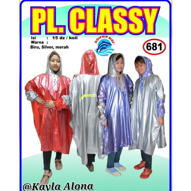 (681 Dolphin Blue) JAS HUJAN PONCHO LENGAN CLASSY