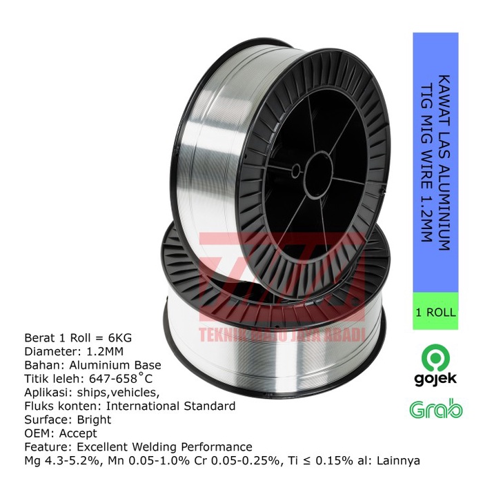 Kawat Las Aluminium Tig Mig Wire Er5356 0.8Mm 1Mm 1.2Mm (6Kg/Roll)