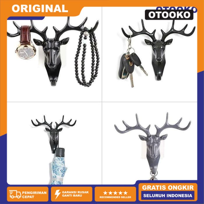 Doe Deer Key Hooks Stand Hanger Gantungan Kunci Dinding Tanduk Rusa