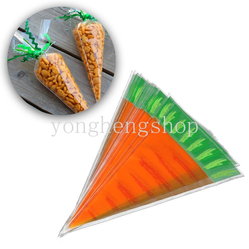 20 Pcs / set Tas Kemasan Kue Coklat Permen Bentuk Wortel Segitiga Untuk Hadiah Pesta Ulang Tahun Anak