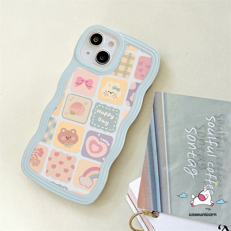 Soft Case Motif Kartun Beruang Hati Pelangi Untuk iPhone 11 14 12 13 Pro Max XR 6 6s 7 8 Plus 14 Plus X XS Max SE 2020