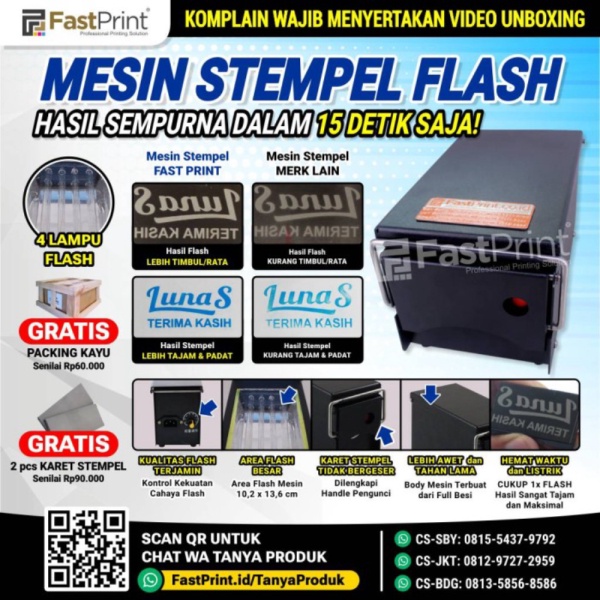 

Dijual suku cadang Fast Print Mesin Stempel Flash Kilat Premium 4 Lampu Full Diskon
