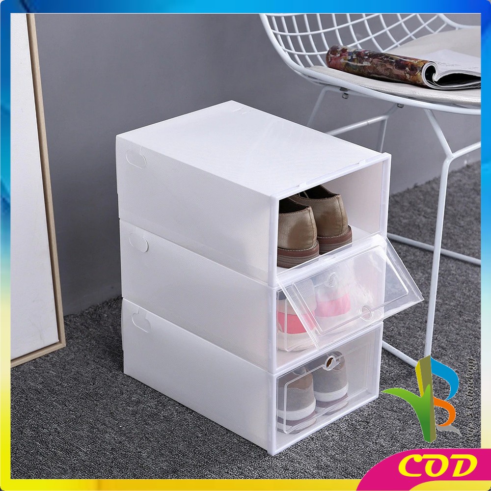 RB-C158 Kotak Sepatu Lipat Transparan Tebal Shoes Storage Box Organizer Rak Sepatu Plastik Susun