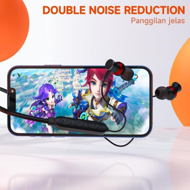 TACOO Sports Headset Bluetooth Drainage Neckband Sport Earphone - Merah