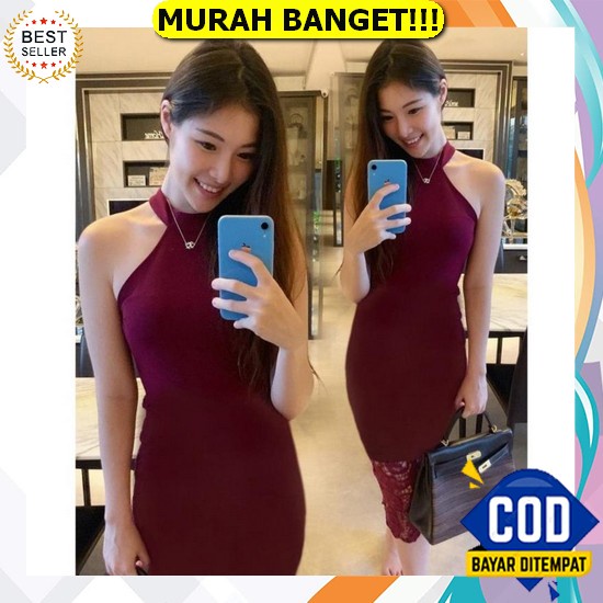 Red Notch Baju Dress Gaun Pesta Merah Wanita Import Baju Mini Dress Gaun Pendek Cewek Imlek Pesta Ko