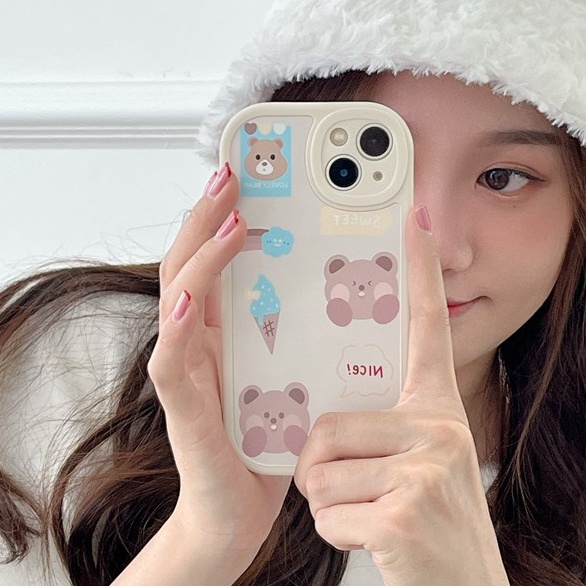 Frosty Silicone Soft Case OPPO A9 A5 A31 A53 A33 2020 A7 A5S A12 A11K F9 Pro A74 A95 F11 A15 A15S A35 A52 A92 A54 A36 A76 A96 A94 A55 A16K A16E A54 A83 A57 A1K A3S Ice Cream Bear