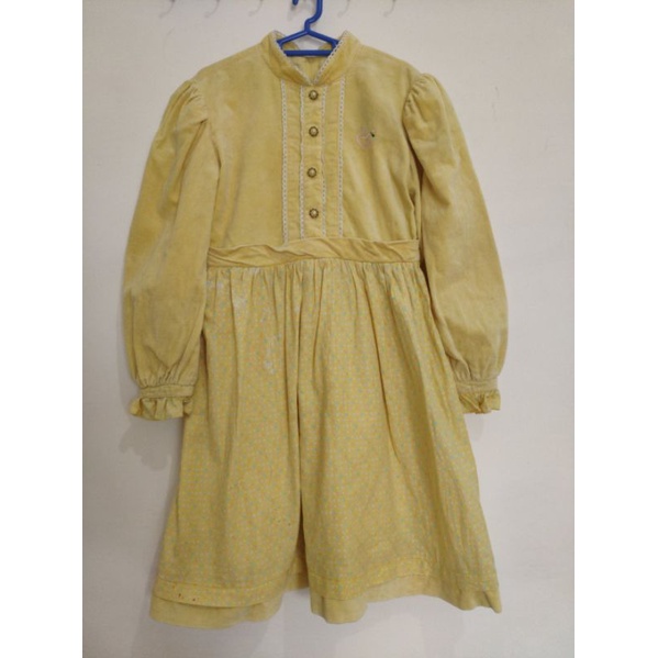 Dress Baloon Kuning Yellow Bludru Anak Cewek Perempuan