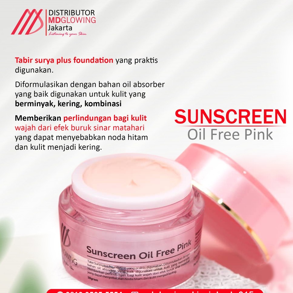 MD GLOWING Sunscreen Oil Free Pink By MD Glowing MDGlowing Skin The new MD Glowing Distributor Resmi