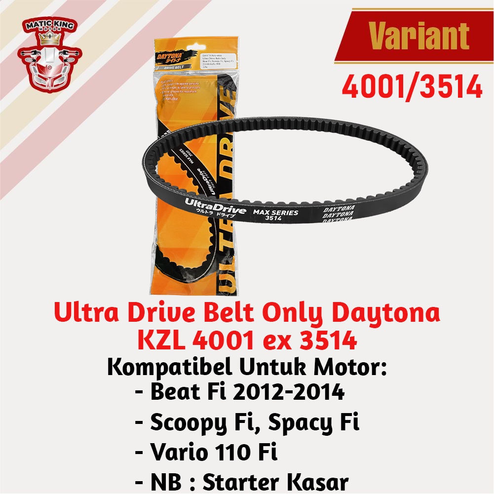Vanbelt Fanbelt Vario Techno 125 CBS FI ESP Daytona Ultra Drive Belt 4003  3516