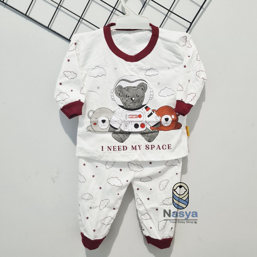 [EN-002] Setelan Panjang Baju Bayi Bahan Kaos Adem motif cartoon