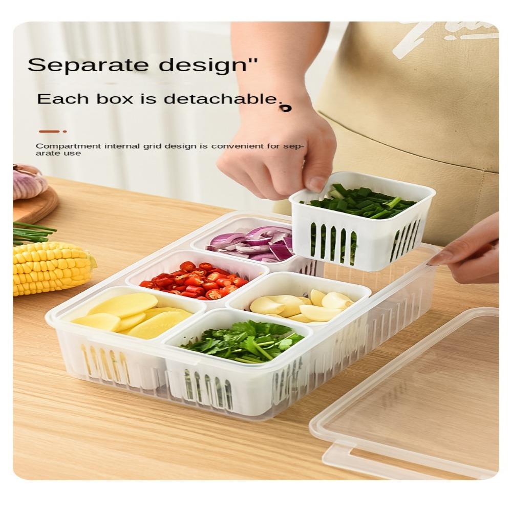 Solighter Garlic Fresh-keeping Box Transparan Multi-Fungsi Kulkas Freezer Organizers Dapur Gadget Sealing Kotak Penyimpanan Makanan Kotak Sayur Dengan Penutup