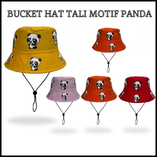 Topi Bucket Hat Anak Polos Tali Bucket Hat anak Motif Karakter Panda