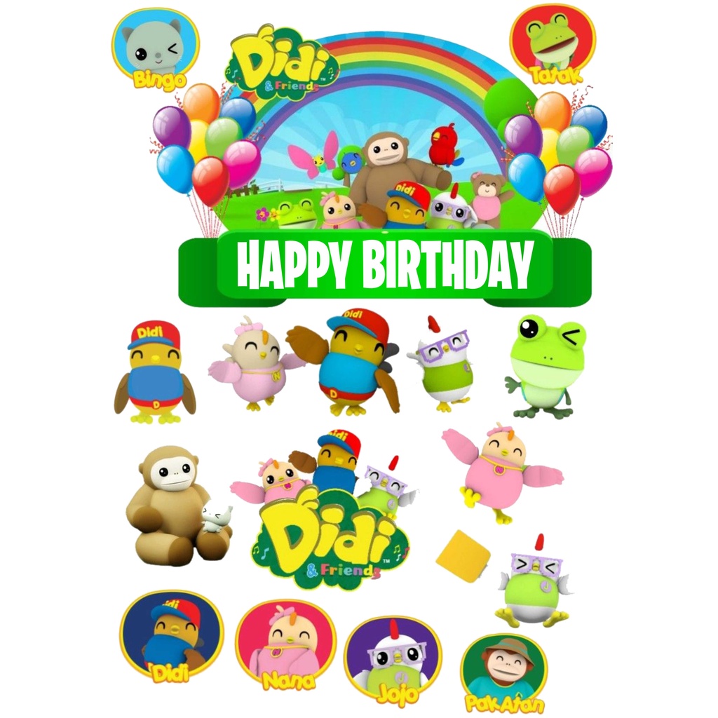 TOPPER CAKE CUSTOM TOPPER ULANG TAHUN / HIASAN KUE CUSTOM DIDI & FRIENDS