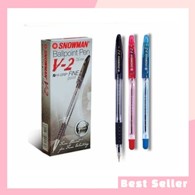 

Pulpen Bolpen Ball Point Pen Snowman V2 1.0mm Hitam Biru Metah 1 pack isi 12 pcs