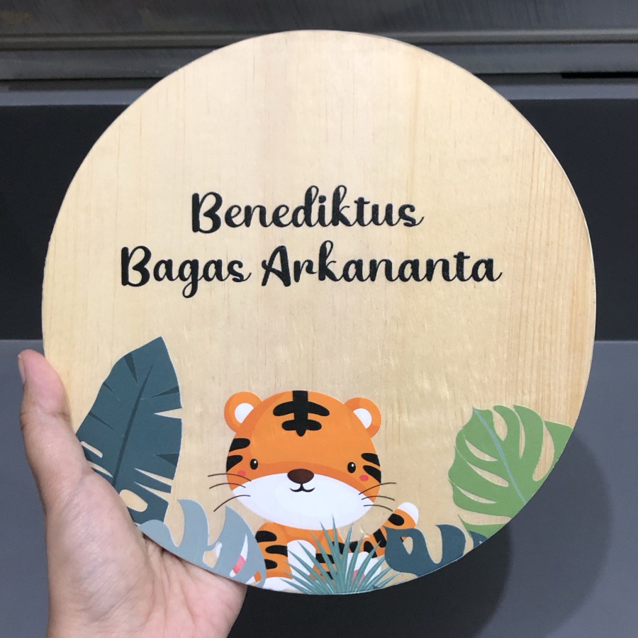 Papan Nama Anak Bahan Kayu / Wooden Named Board / Papan Nama Anak Bayi Custom