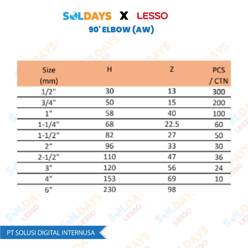 Lesso 90 inch Elbow (AW) 1/2 inch / 90&quot; Elbow (AW) 1/2&quot; / PVC Fittings