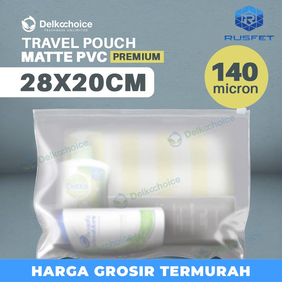 Plastik Travel Pouch 28x20cm LANDSCAPE matte zipper PVC organizer bag
