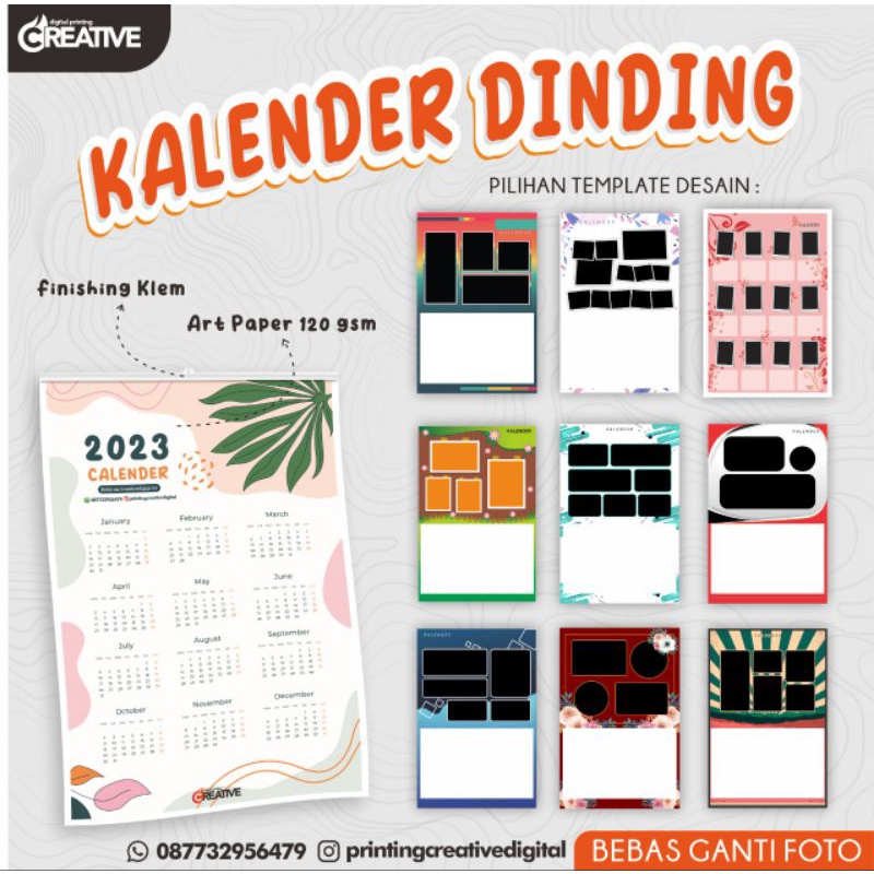 

KALENDER DINDING 2023 100pcs 1 LEMBAR ISI 12 BULAN