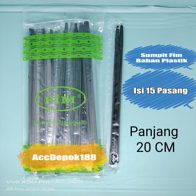 SUMPIT PLASTIK / SUMPIT FIM / SUMPIT SUSHI / SUMPIT WARNA HITAM ISI 15 PASANG