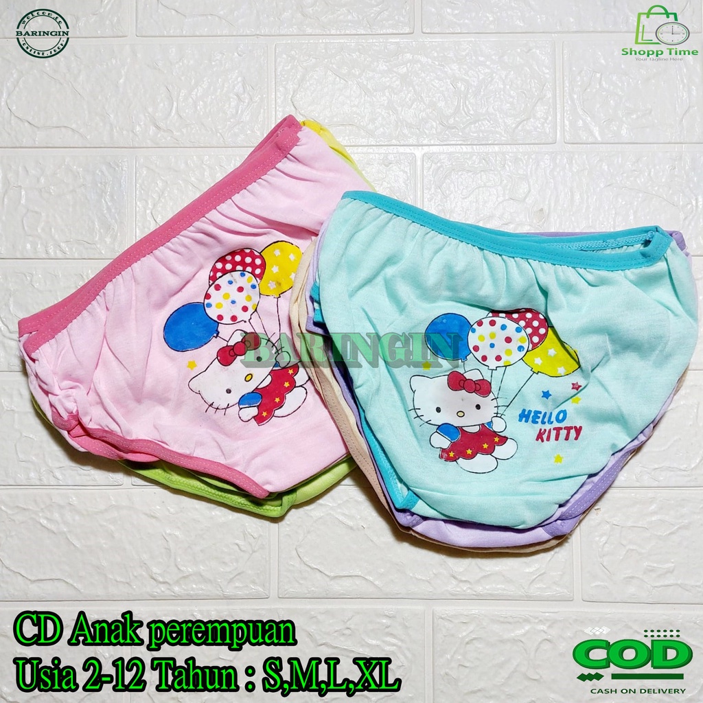 12 Pcs Cd Anak Perempuan Usia 2-12Tahun Celana Dalam Anak Cewek Lusinan