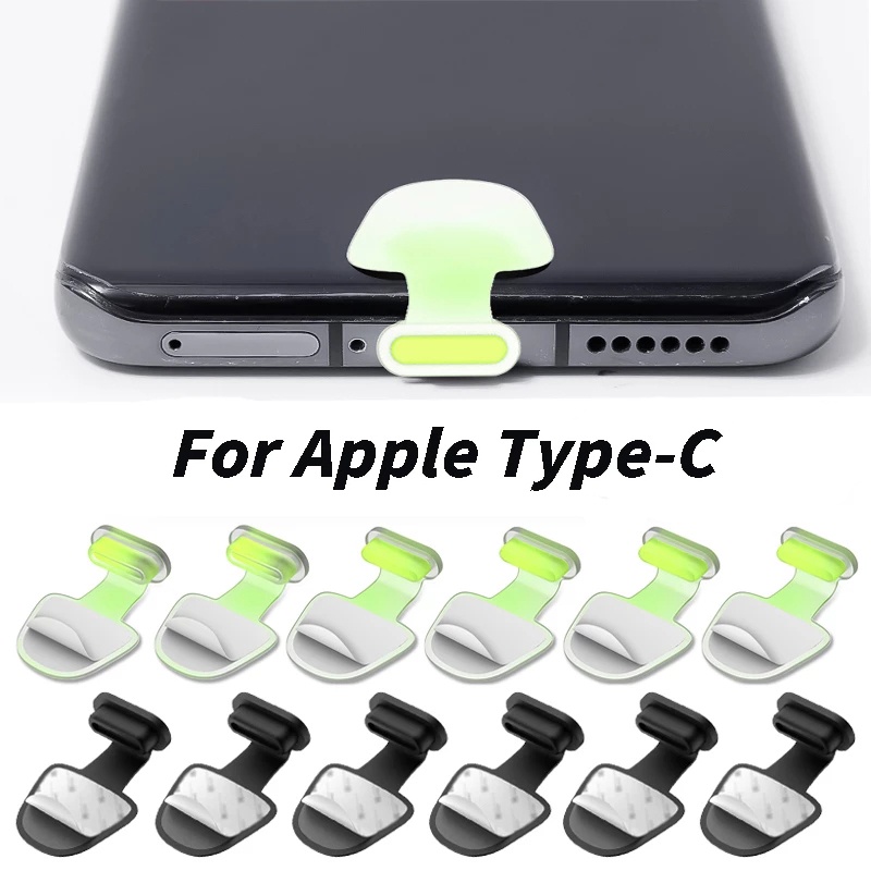 Cover Pelindung Port Charger USB Tipe C Bahan Silikon Luminous Anti Hilang / Air / Debu Untuk IPhone