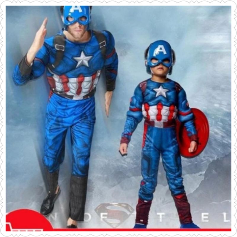 Kostum Anak dan Dewasa Captain America Kapten Amerika Superhero Costplay good ok