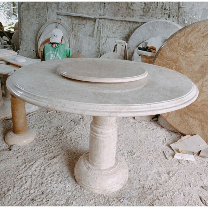 Meja Makan Marmer Model Putar