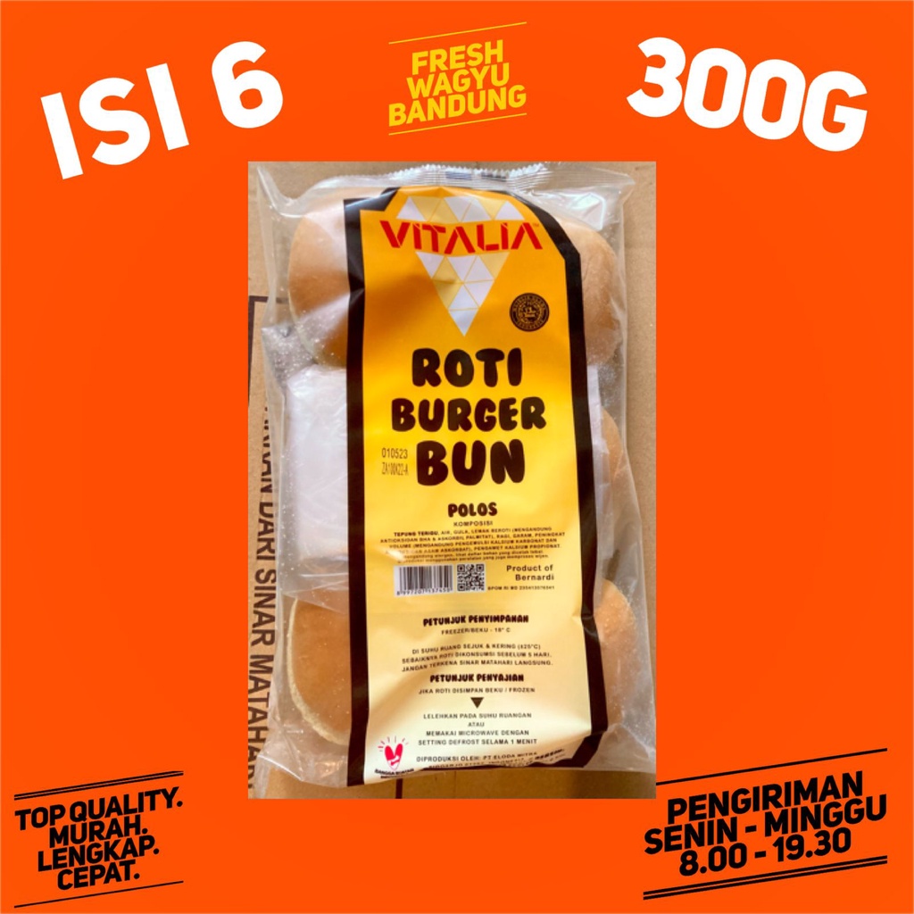 

VITALIA ROTI BURGER BUN POLOS ISI 6 PROMO Sesame Bread Buns 300g