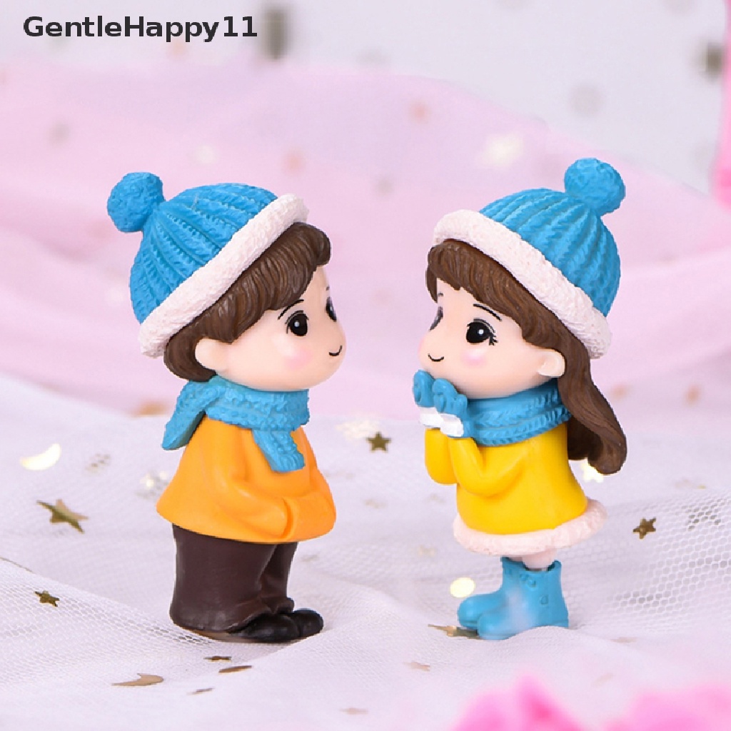 Gentlehappy 2pcs/set Boneka Pecinta Mini Model Angka Patung Taman Peri Lanskap Mikro id