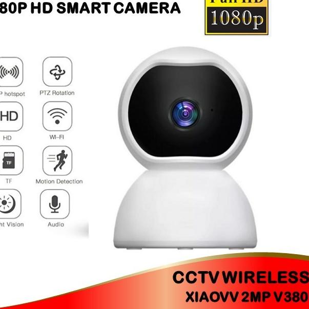 IP CAMERA CCTV XIAOVV V380 RESOLUSI 1080P WIRELESS CCTV WIFI - sd card 32 saja
