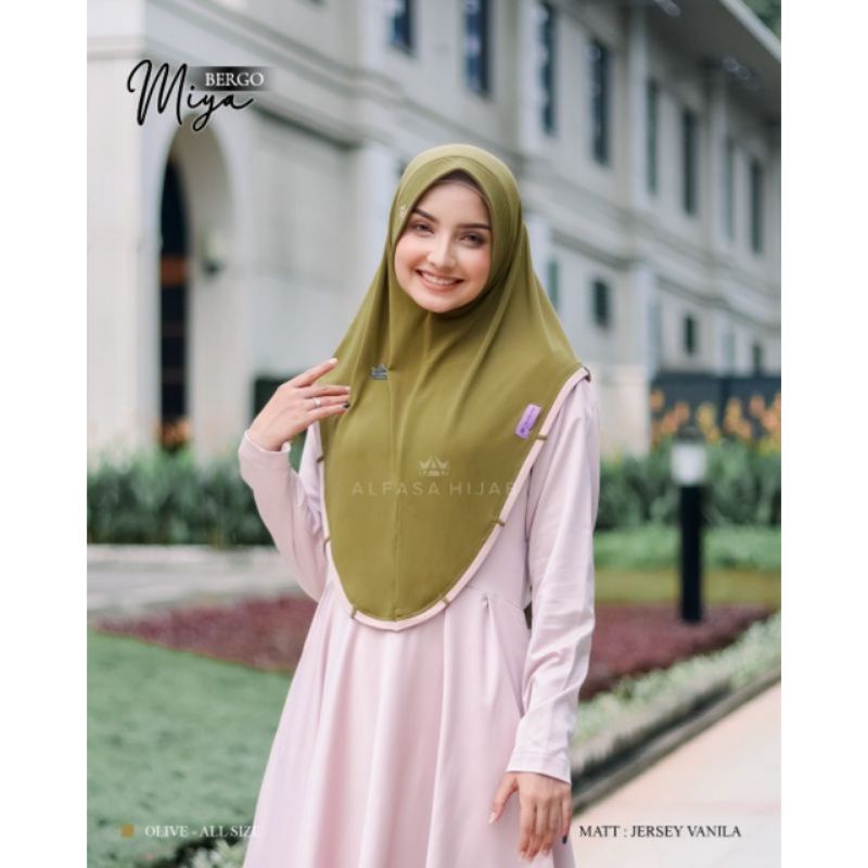 Alfasa Hijab Bergo Miya Jilbab Instan Jersey Vanila