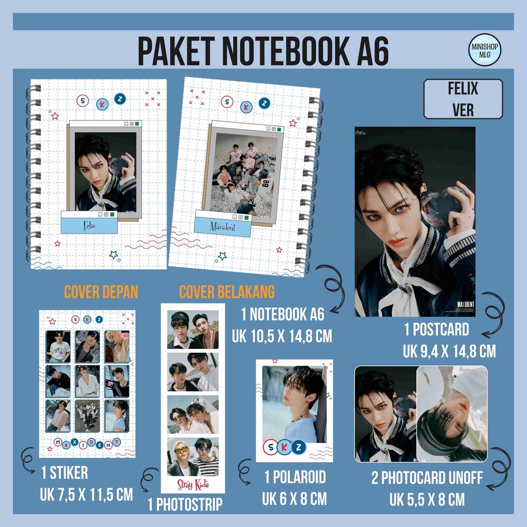 

(FREEBOX) PAKET HEMAT NOTEBOOK STRAY KIDS MAXIDENT - FANKIT STRAY KIDS NOTEBOOK BERGARIS A6 UNOFFICIAL
