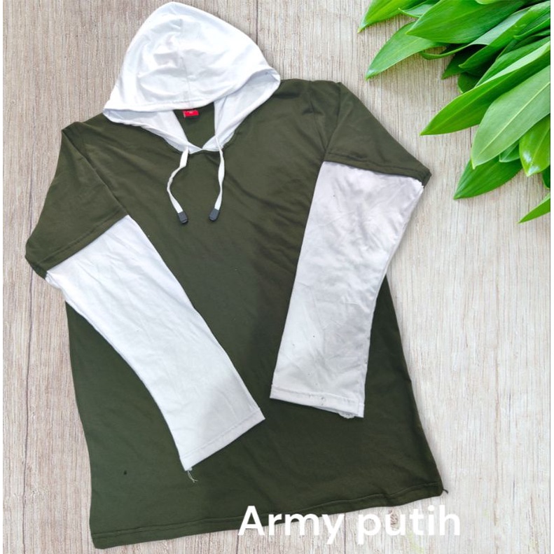 kaos Korea/kaos hoodie dobel layer kombinasi